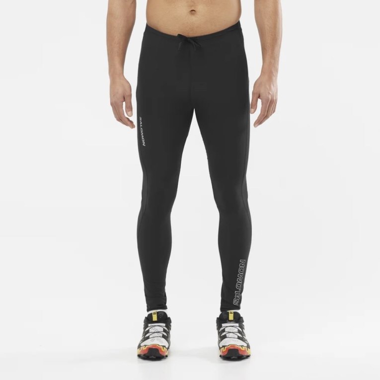 Black Salomon Sense Aero Men\'s Running Tights | PH 56148G